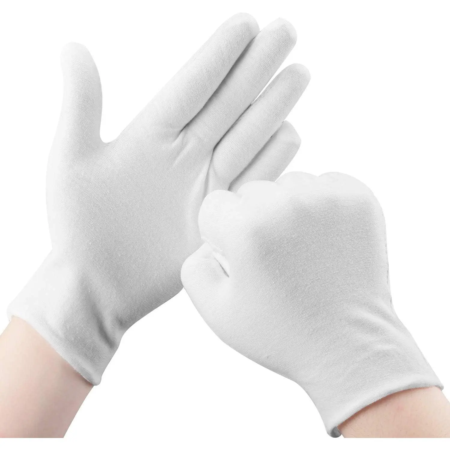 30 Pcs White Stretchable Cotton Gloves for Dry Hands Moisturizing Eczema Overnight Men Women Coin Jewelry Silver Inspection Halloween
