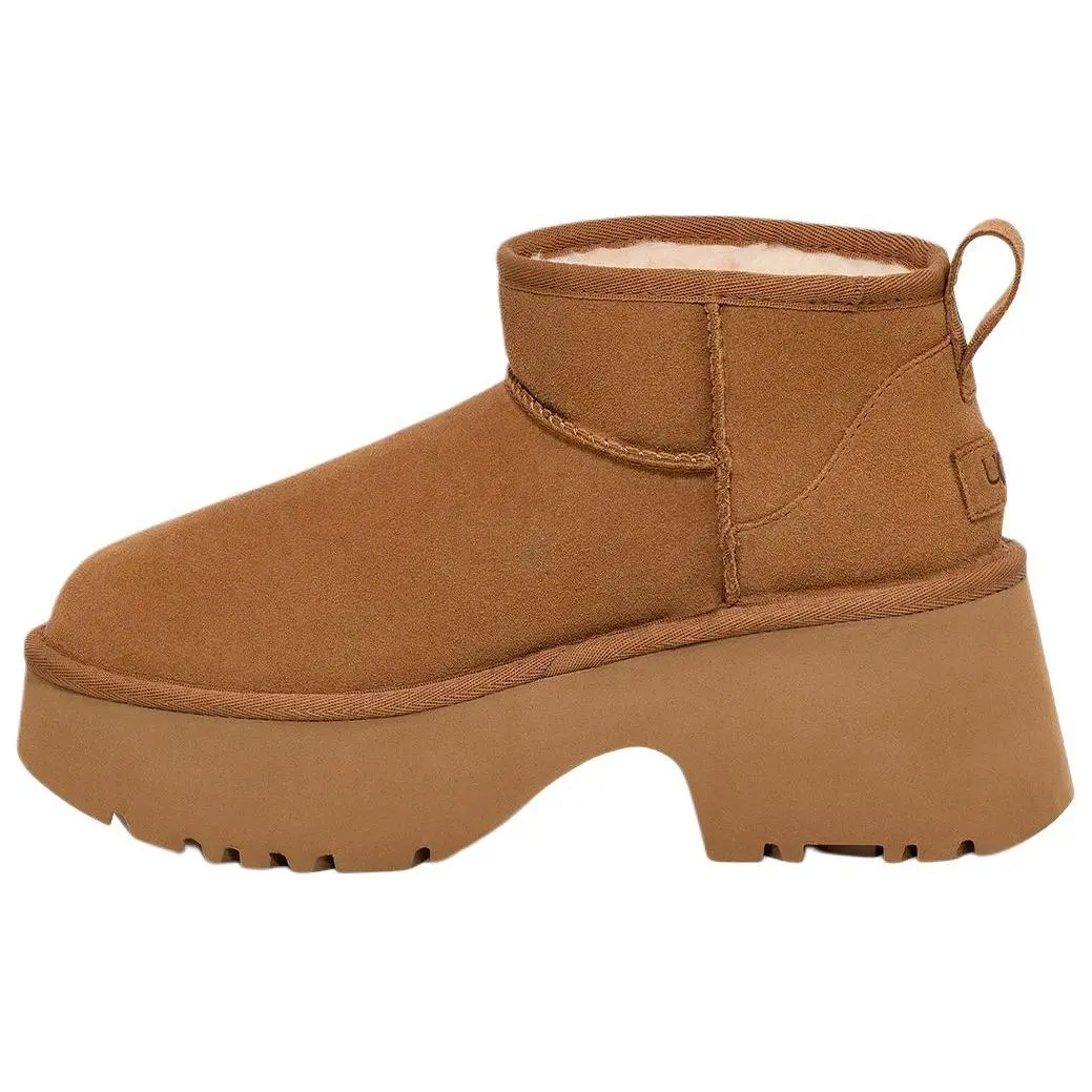 UGG Women's Suede Shearling-Lined Lightweight Fashion Snow Boots in Chestnut, 6.99 cm Heel Verifiable, with credentials and supporting global authentication