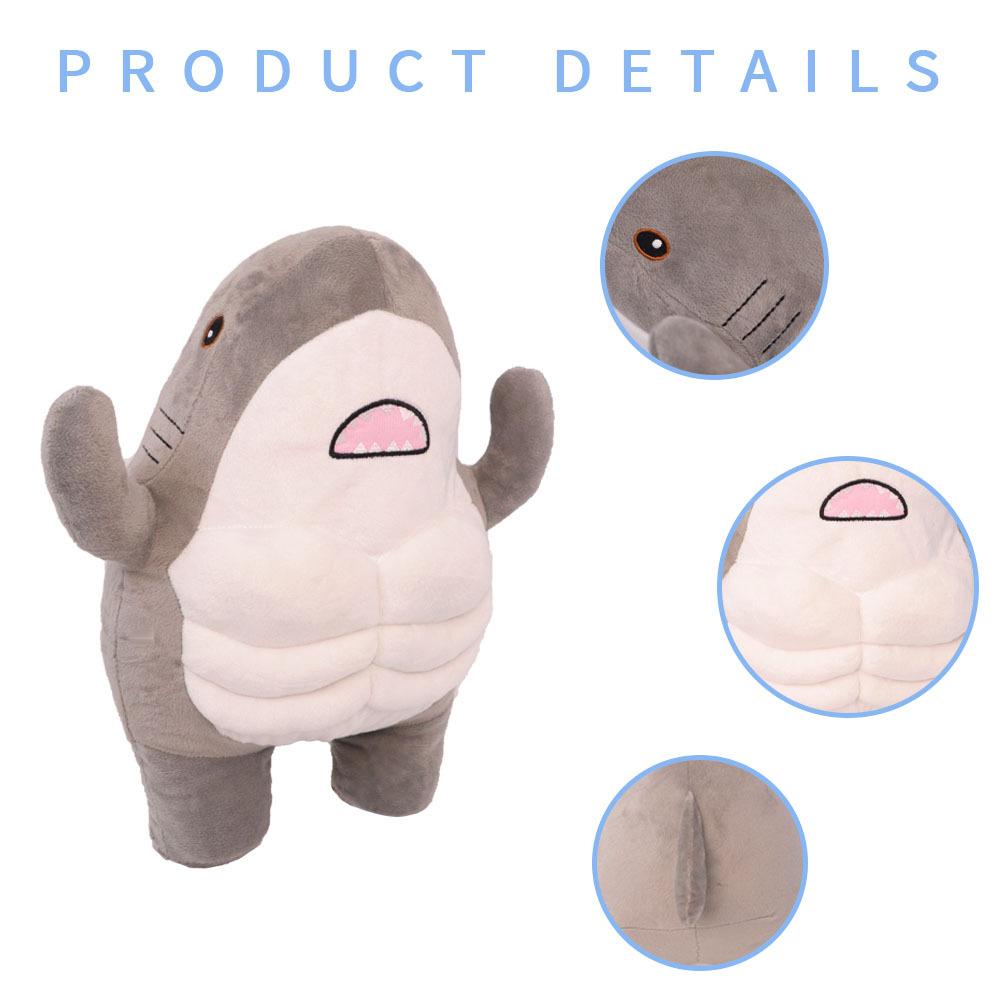 2026 New Muscle Shark Plush Toy |     Unique and trendy decorative style |     Soft plush material (durable texture) sleeping companion doll + desktop decoration + fitness-themed gift weighted rare stuffed animals Cartoon Gorilla Backpack Whale Kawaii