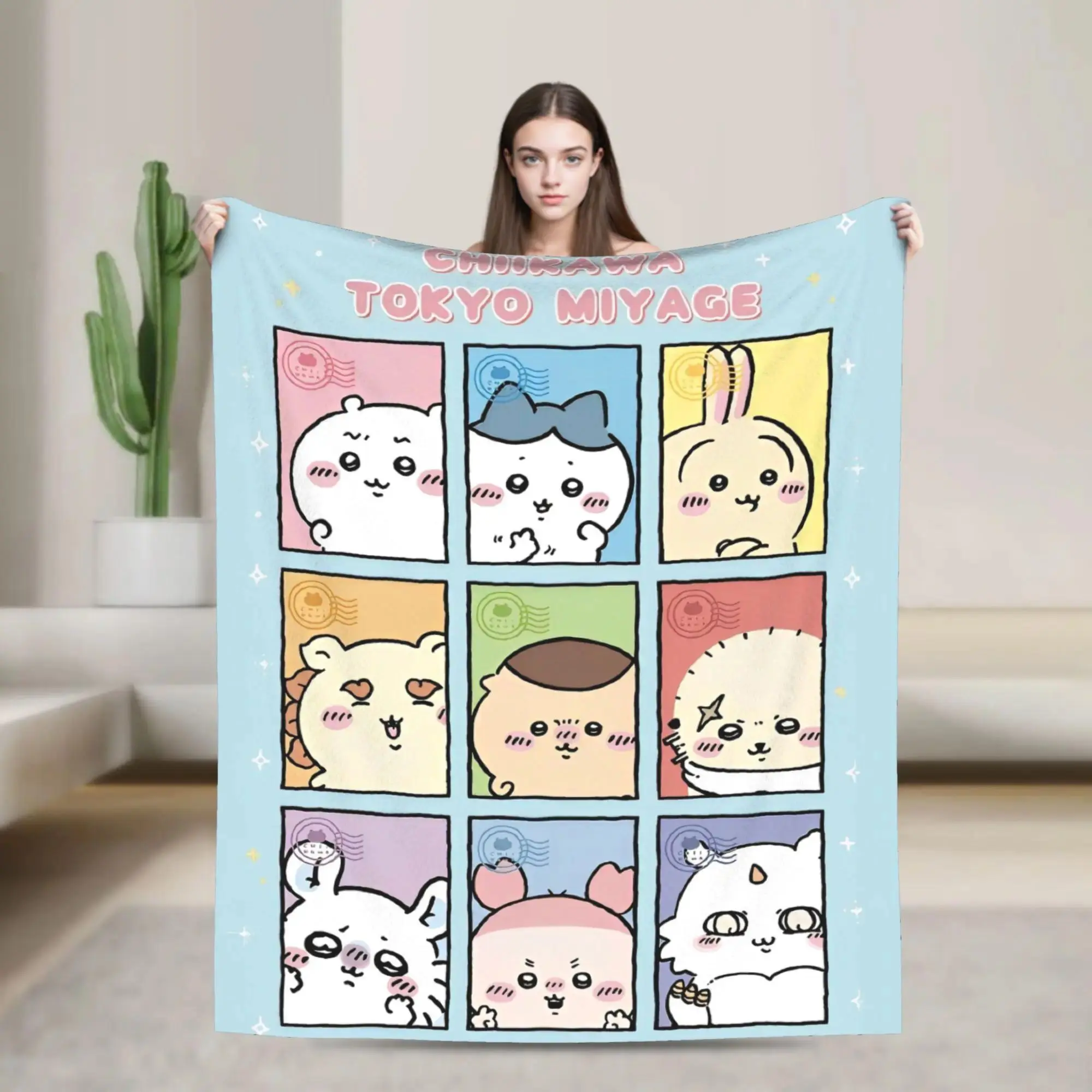 Chiikawa Momonga Classic Flannel Throw Blanket - Soft Velvet Anime Blanket, Wrinkle Resistant, Breathable, Machine Washable, 80In*60In（200Cm*150Cm）) & Multi-Size for Home, Travel Use
