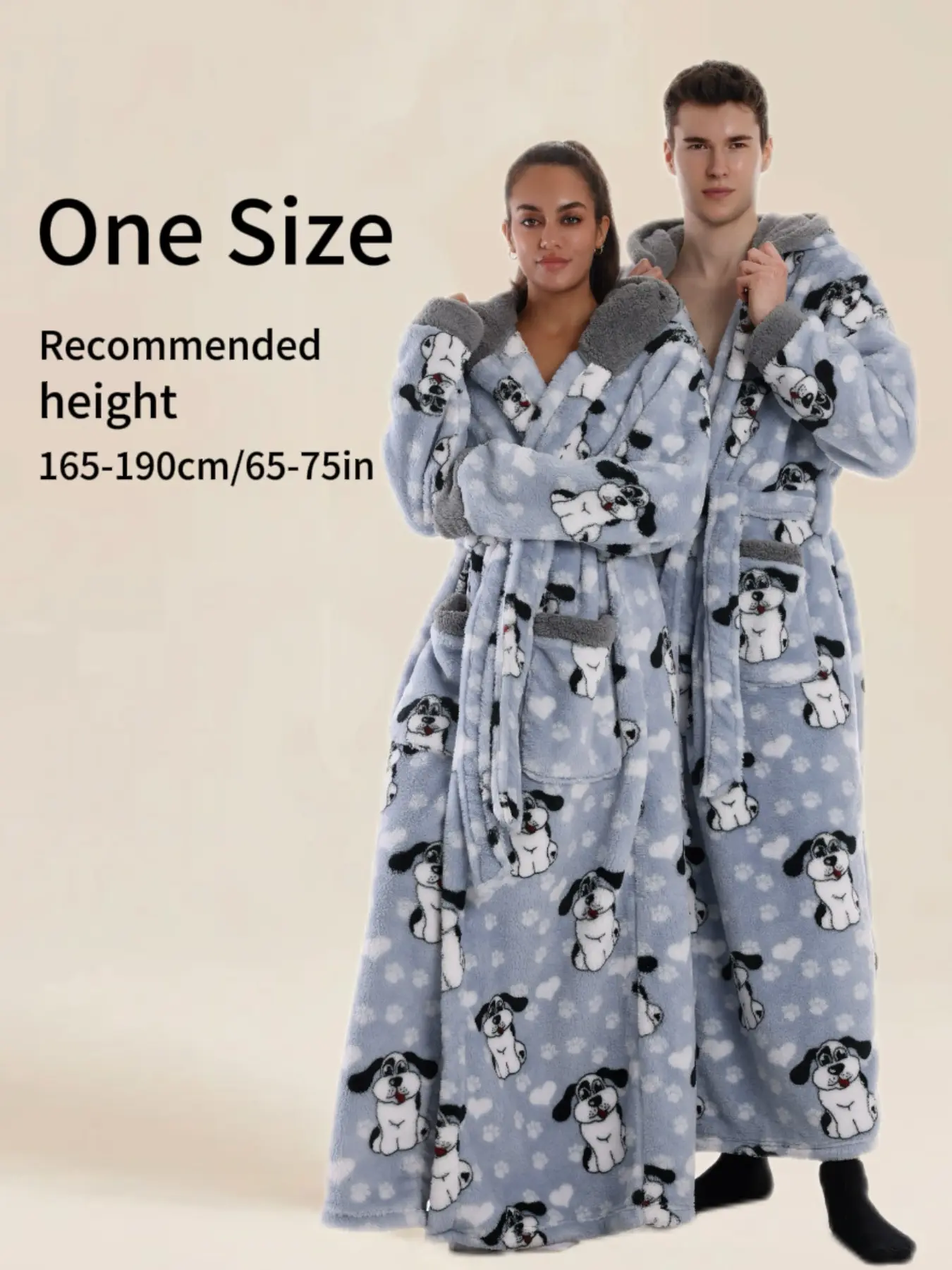 Cross-Border Leopard Print Hooded Bathrobe, Elegant Belt, Large Pockets, Unisex, Soft and Thick, Home Luxury Essential, Loungewear