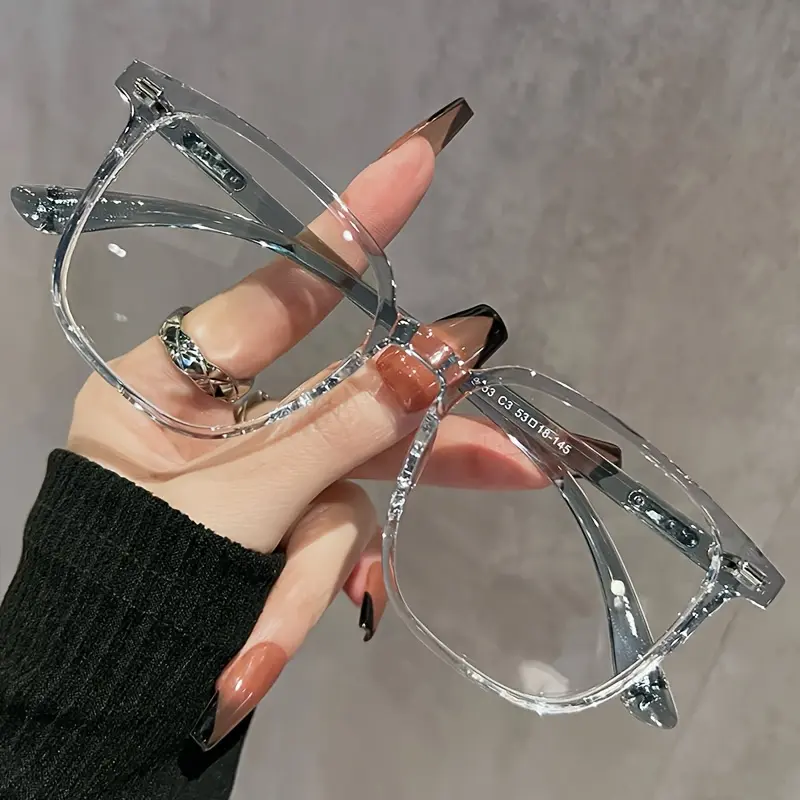 Ultra-Light Square Round Face High-End Casual Retro Minimalist Women'S Flat Glasses Features Blue-light Blocking Y2K Pyrimidine Plain Face Slimming Business Men And Women Same Style Glasses