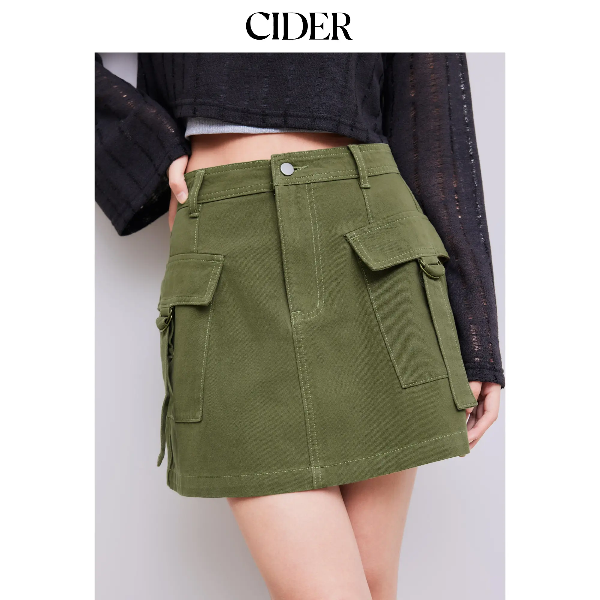 Cider Solid Cargo Mini Skirt