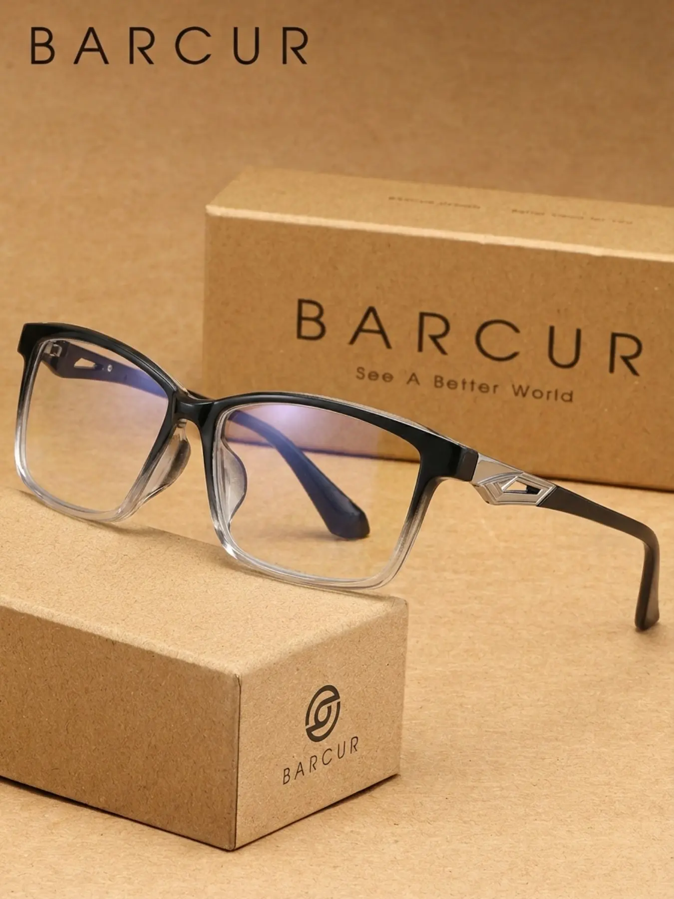 BARCUR Everyday Casual Square Blue Light Glasses Fashion Computer Eyewear Anti Glare Clear Lens Glasses