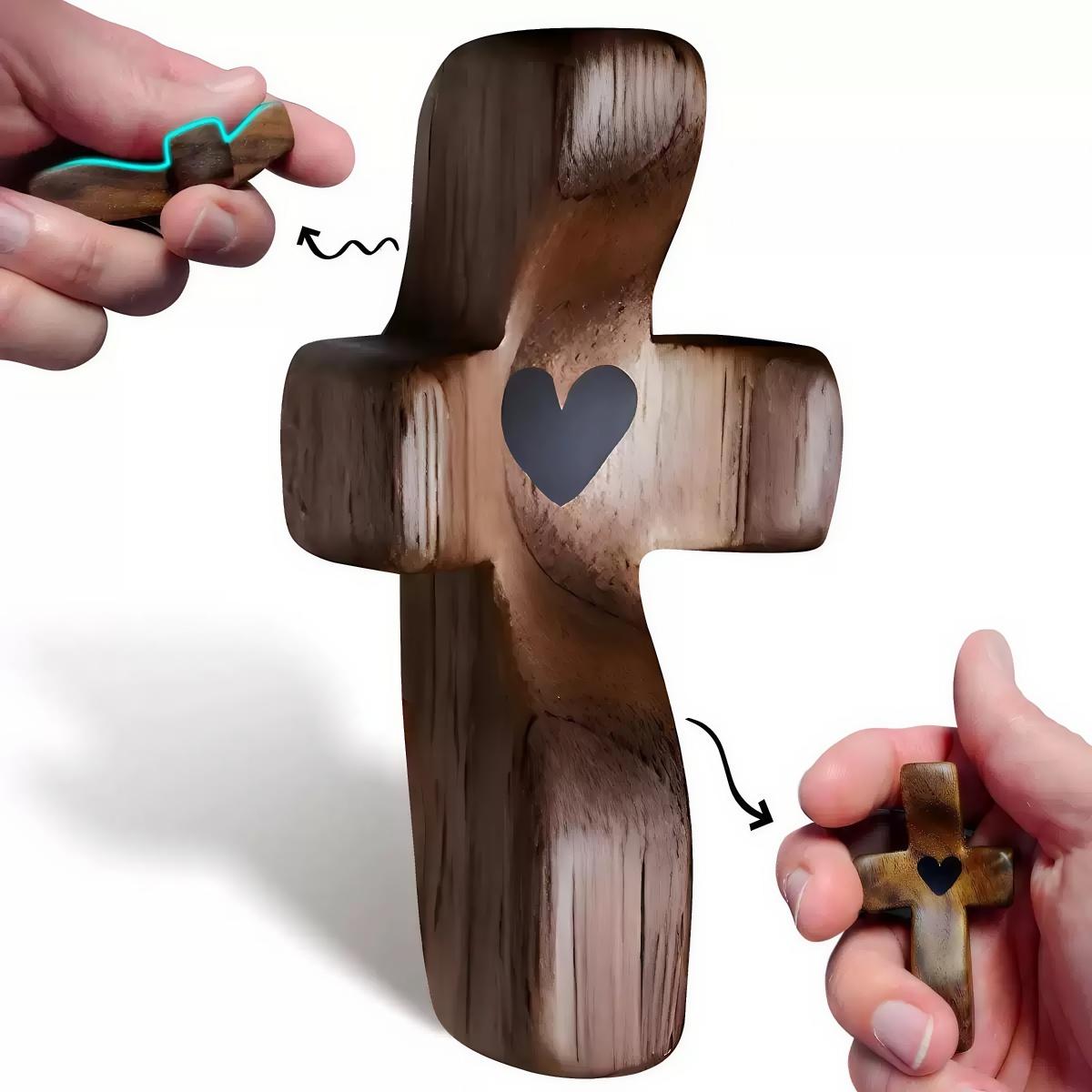 3/6/12PCS Pocket Wooden Cross, Encouragement Gift, Fingertip Stress Relief Gifts, Stress Relief Decoration, Christian Prayers For Handheld Use, For Personal Devotion, Family Prayer, Home Office Religious Decor, Stress Relief Accessory