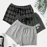【Black Friday】3-Pack Women's Assorted Sleep Shorts, Plaid and Solid Pajama Bottoms with Elastic Drawstring Waist, Comfortable Summer Loungewear for Home