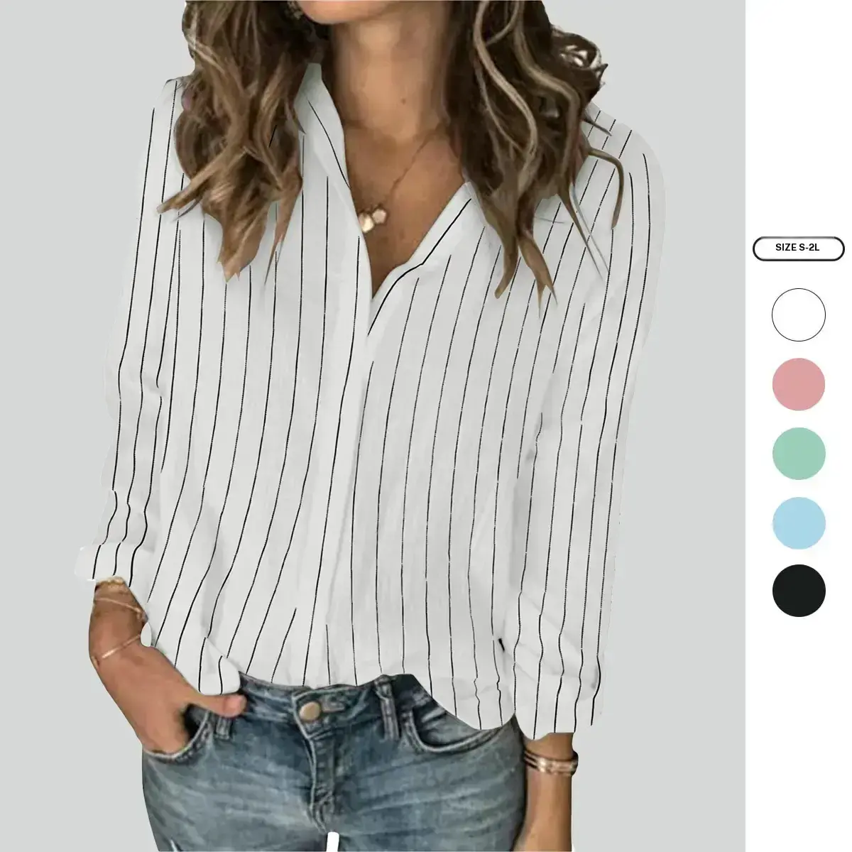 Imily Bela Womens Long Sleeve Button Down Cotton Linen Shirt Blouse Loose Fit Casual V Neck Tops