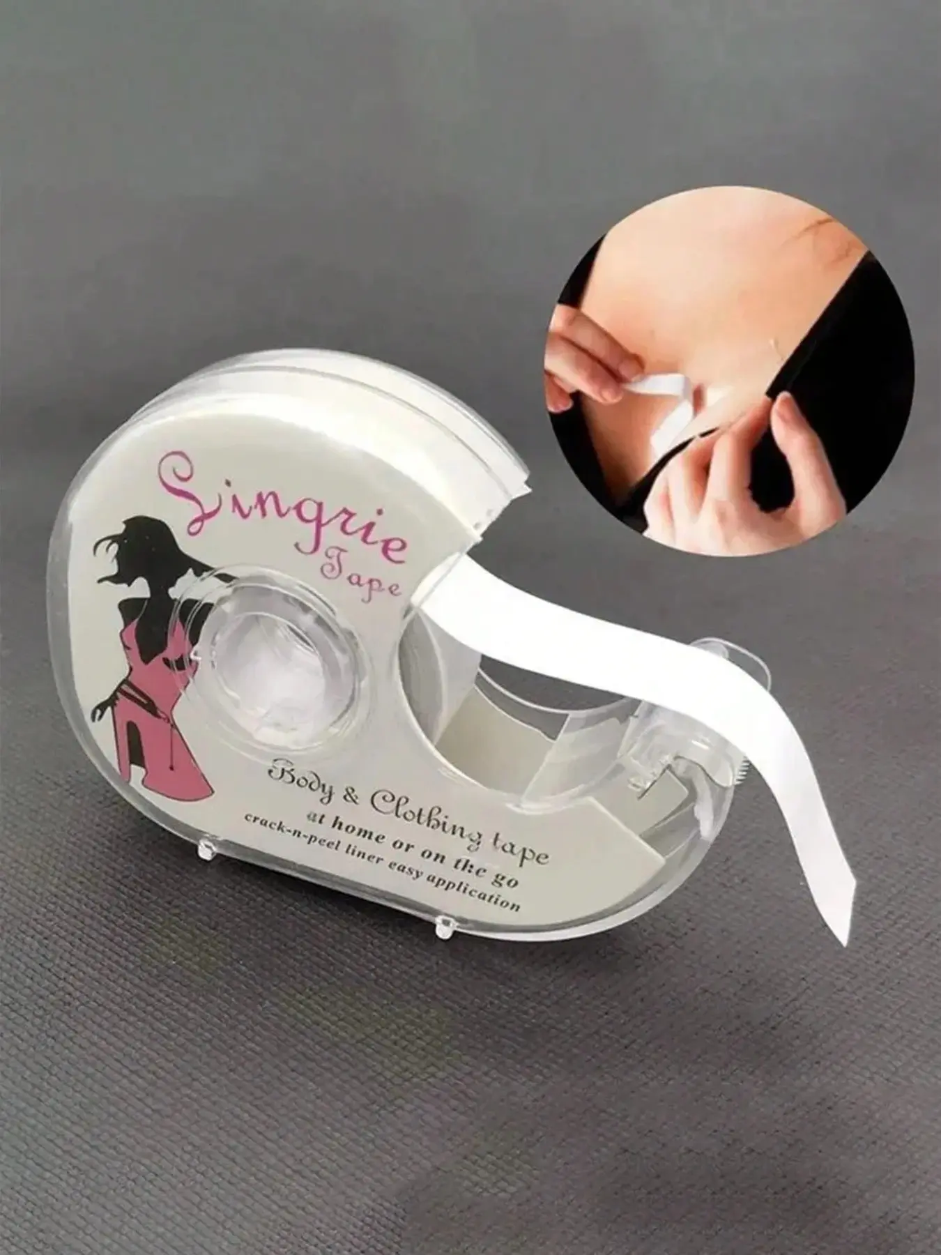 Invisible Clothing Tape for Women, Double Sided Body and Garment Tape with Easy Peel Dispenser, Great for Strap Fixing, Preventing Slip, Holding Necklines in Place and Smoothing Outfit Details for Dresses and Tops