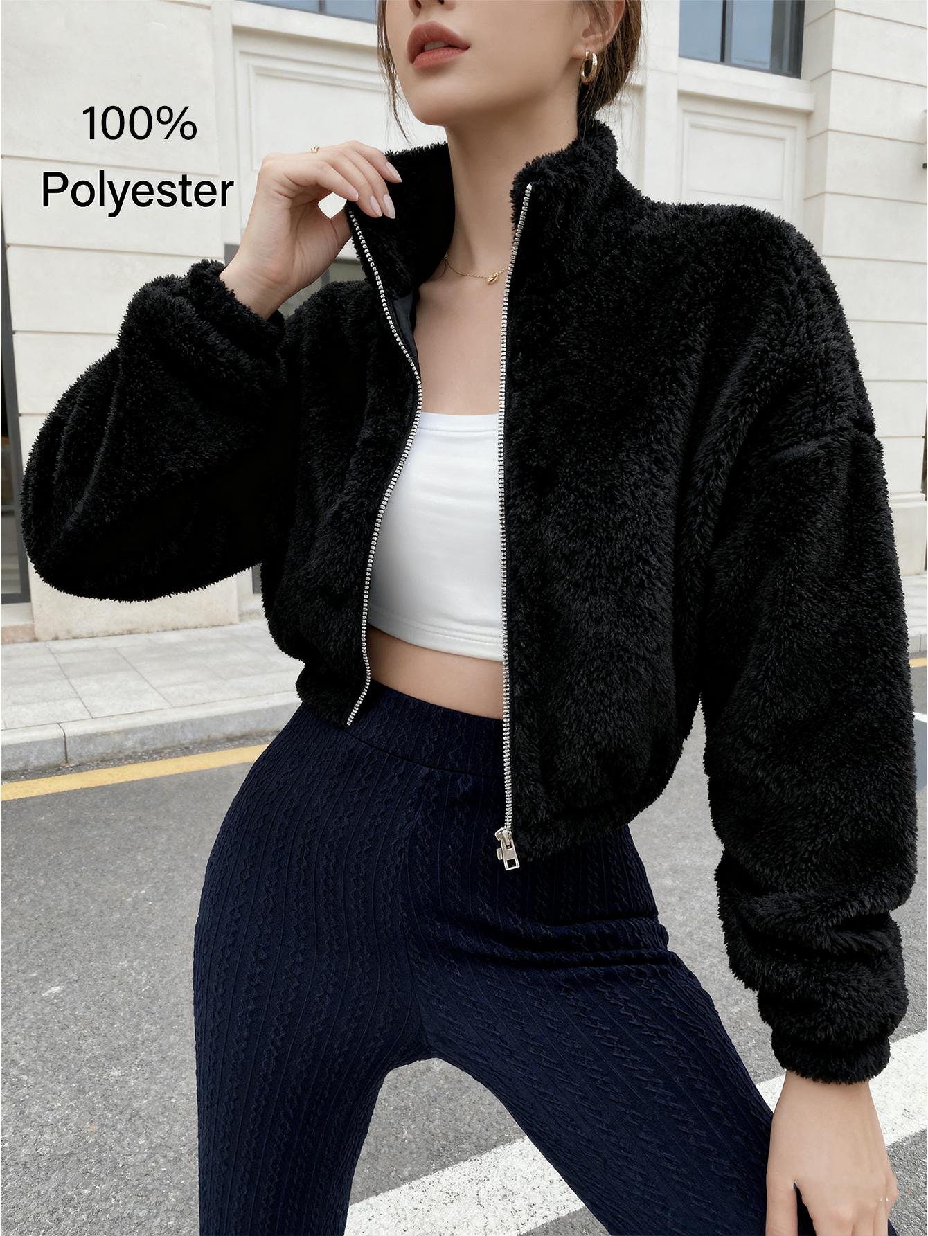 New Spring Women's Jacket, High Neck Zipper Cardigan, Plush Coat