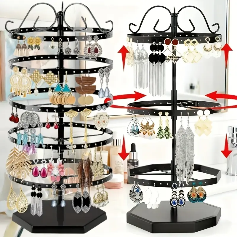 3/5 layer metal rotating earring storage rack, jewelry organizer, jewelry display stand, necklace storage rack, pendant storage box, birthday gift for mother, sister, daughter, grandmother