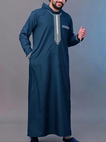 Men's Ethnic Pattern Embroidery Zipper Hooded Robe, Traditional Long Sleeve Pocket Jubba Thobe for Daily Wear, Men's Islamic Clothing for All Seasons, Traditional Arabic Robe Men's Ethnic Pattern Embroidery Zipper Hooded Robe, Traditional Long Sleeve Pocket Jubba Thobe for Daily Wear, Men's Islamic Clothing for All Seasons, Traditional Arabic Robe