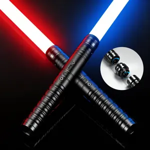 Upgraded Light Saber, USB Rechargeable, Dueling Double Lightsaber, Mental Handle with RGB 15 Colors, Laser Sword Toy Gift for Kids and Adults Cosplay Party Children's Day for Fun, Father's Day gifts, LED Saber, Dueling Lightsabers