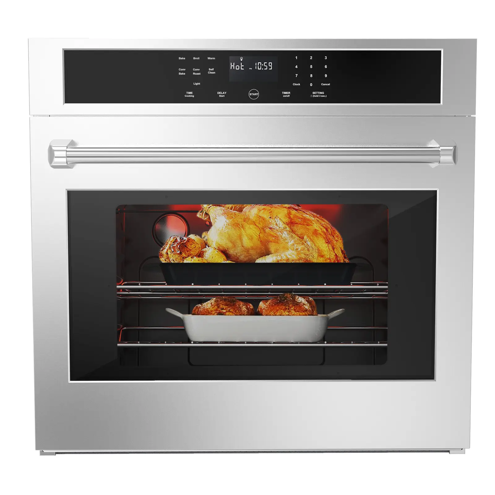 30 Inch Built in Stainless Steel Electric Single Wall Oven, Convection 4.8 Cu.Ft Wall Oven with Self Cleaning & Touch Control, 240V Premium Kitchen Oven for Baking & Roasting Home Renovation