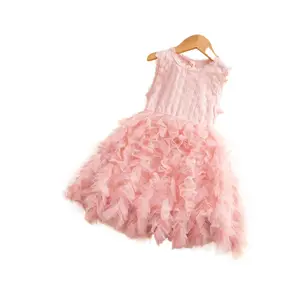 Korean Style Girls A-Line Party Dress Mesh Skirt Christmas High Quality Fashion Designer Outfit Daily Wear Prom