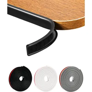 U-Shape Black TPE  Banding 16.4Ft Self-Adhesive Flexible  Trim, Furniture  Protector & Countertop Molding (W:0.6'' H:0.2'')