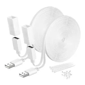 Flat USB Extension  White 20FT/6M 2Pack,USB Extender Wire Long Power Cord for  Cam V4 V3 V2,OG,Ring, Nest,Blink Mini,XT, Camera Extension  Outdoor Indoor Weatherproof
