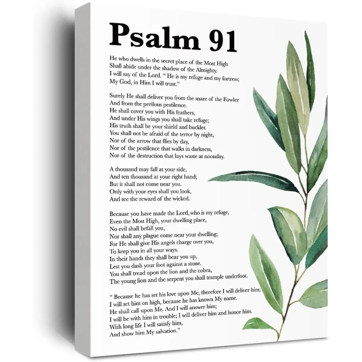 【Psalm 91 Wall Art】Bible Verse Canvas Print Christian Wall Decor Inspirational Scripture Poster Botanical Faith Home Decoration Minimalist Religious Artwork for Living Room Bedroom Office Prayer Room Entryway Housewarming Gift