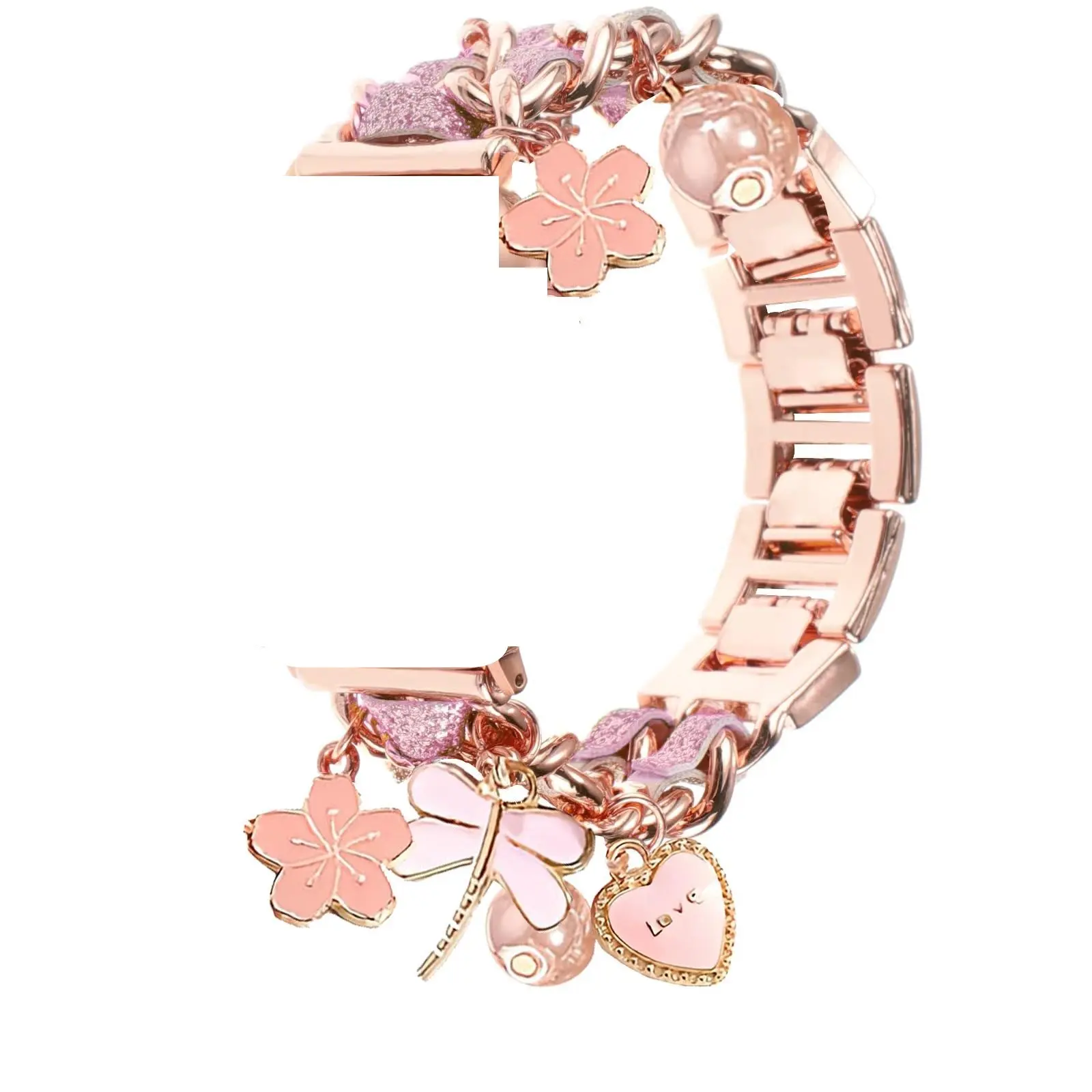 Fashionable Metal Watch Band, Cuban Chain Watch Band with Key Love Pendants, Cute Watch Band for iWatch Series 11 10 9 8 7 6 5 4 3 SE Ultra 3, Watch Straps, Smart Watch Straps, Smartwatch Strap, Smart Watch Accessories