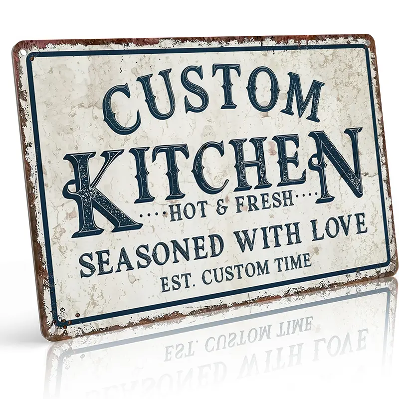 Custom Name Personalized Kitchen Metal Sign, 8×12 Inch Aluminum Distressed Vintage Style, Waterproof Rust-Free Farmhouse Kitchen Wall Decor Gift, bedroom decor, room decorations, wall decor, house decor, wall art, vintage home decor, porch decor