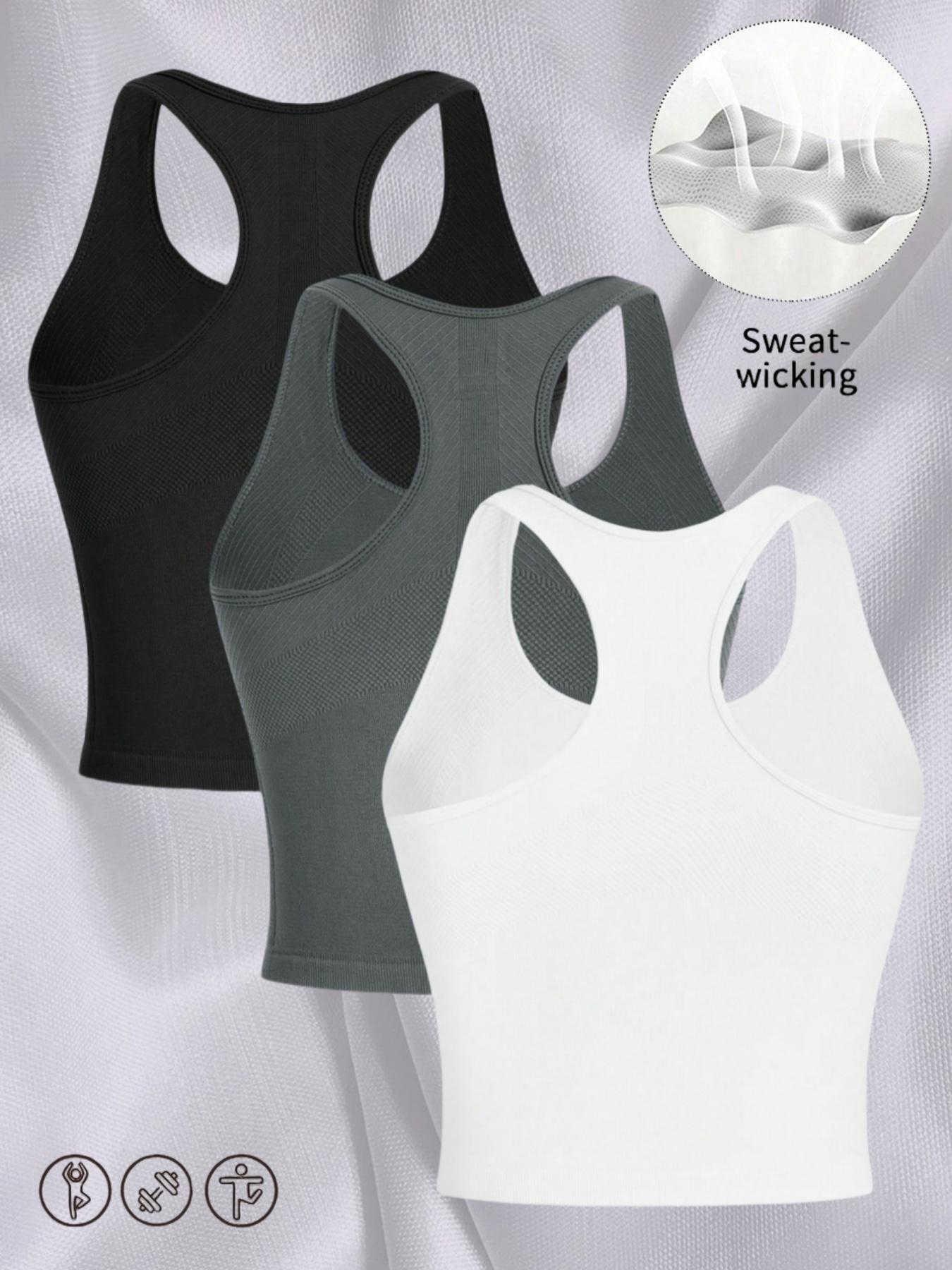 3-piece Women's Outdoor Sports Tank Tops, Sleeveless Sports Wear for Running, Yoga and Fitness
