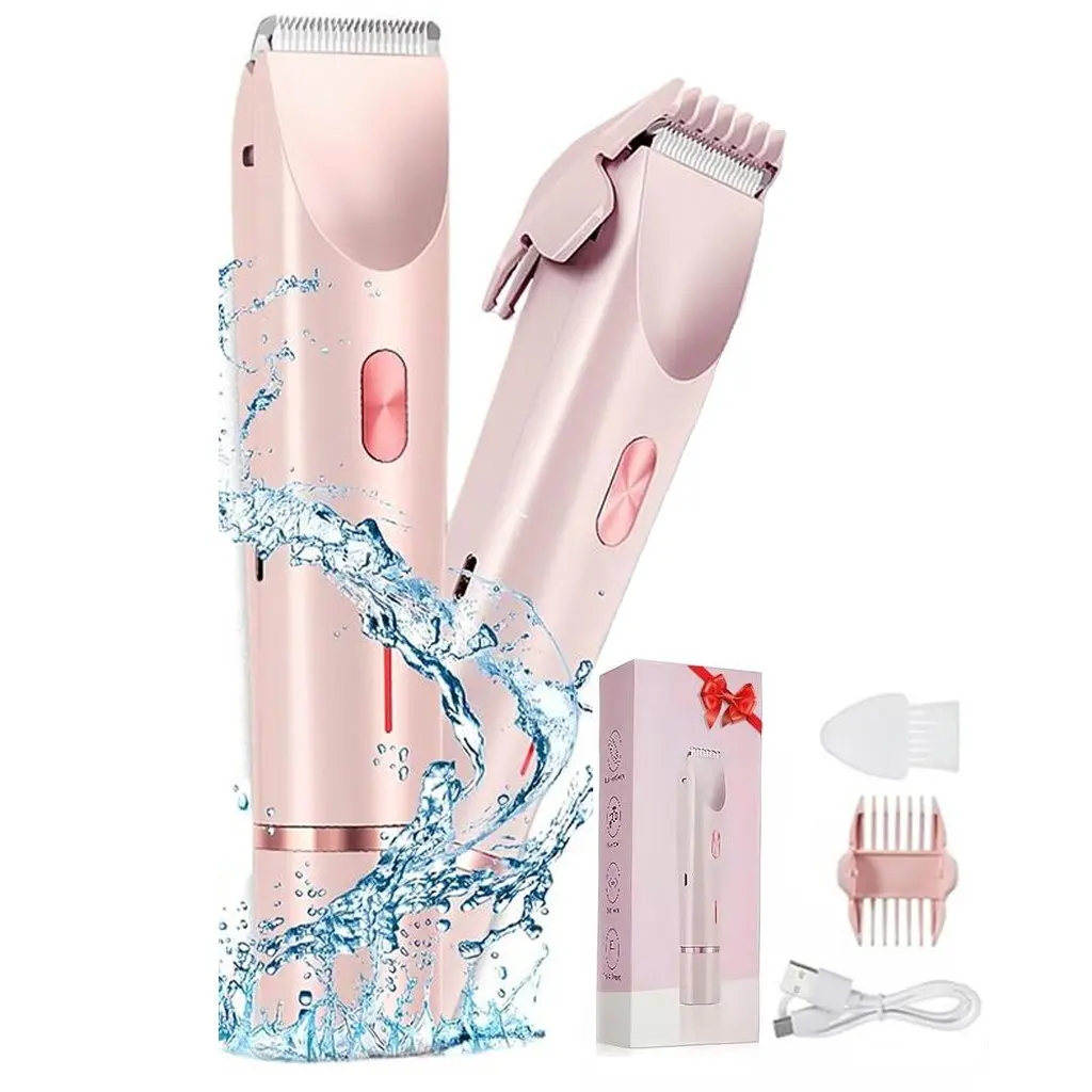 Electric Hair Trimmer for Women, Waterproof Electric Hair Epilator,1 Box 2 in 1 Body & Facial Shaver, Dual Heads for Hair Trimming Of Pubic Hair, Face, Underarms and Legs