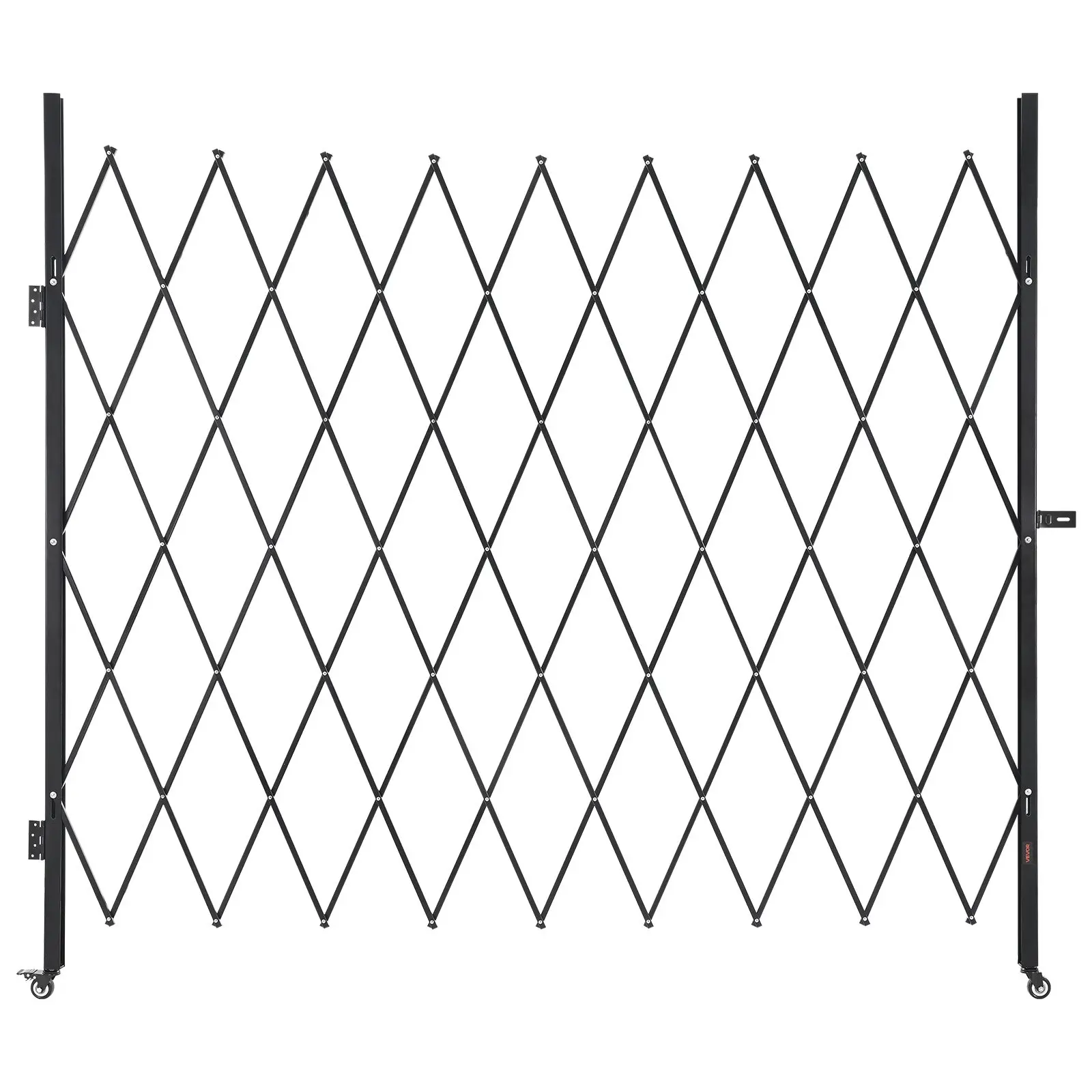 【toolupgrade】VEVOR Single Folding Security Gate, Lockable Scissor Gate with 360 Swivel Casters, Outdoor Barricade Steel Retractable Gates, for Entry Security, Garage, Warehouse Pool, 86.61x 86.81 in (Wx H)