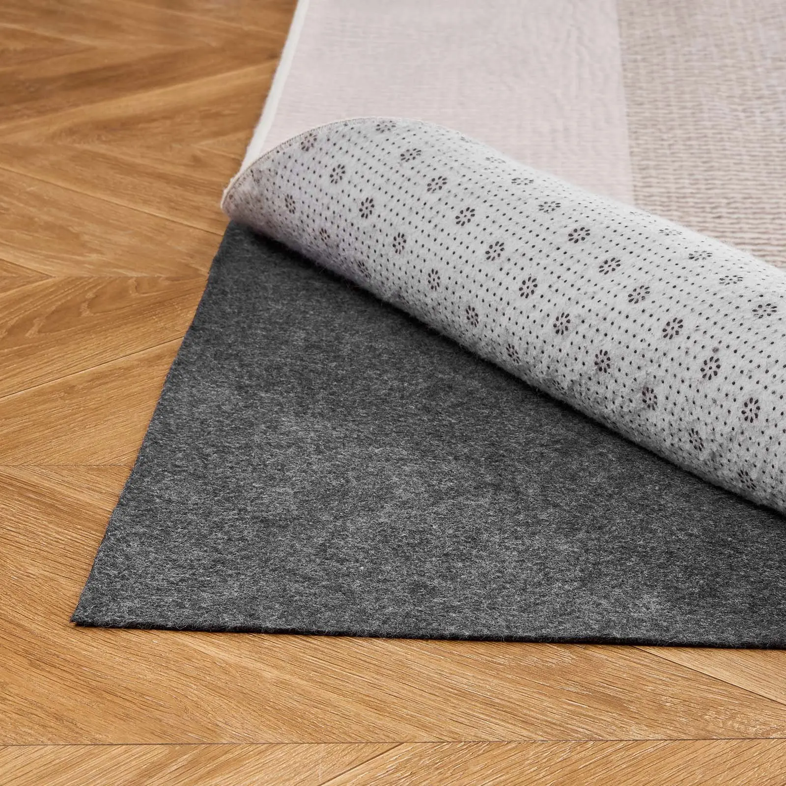 Rug Pad 10x 14 ft, Non-slip Carpet Area Pad, Rug Mat Padding with Dual Surface Felt Cushion Rubber Gripper, Hardwood Floor Protection for All Floors, Finishes, Keeps Carpets in Place
