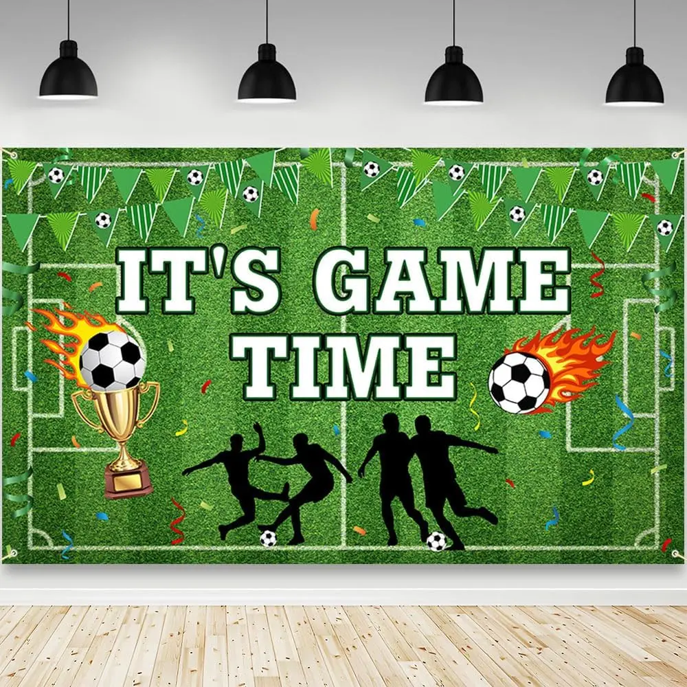 Soccer Party Decorations Backdrop Soccer Theme Birthday Party Decorations Banner It's  Time Football Backdrop Football Supplies Banner 70.8 x 43.3 inch