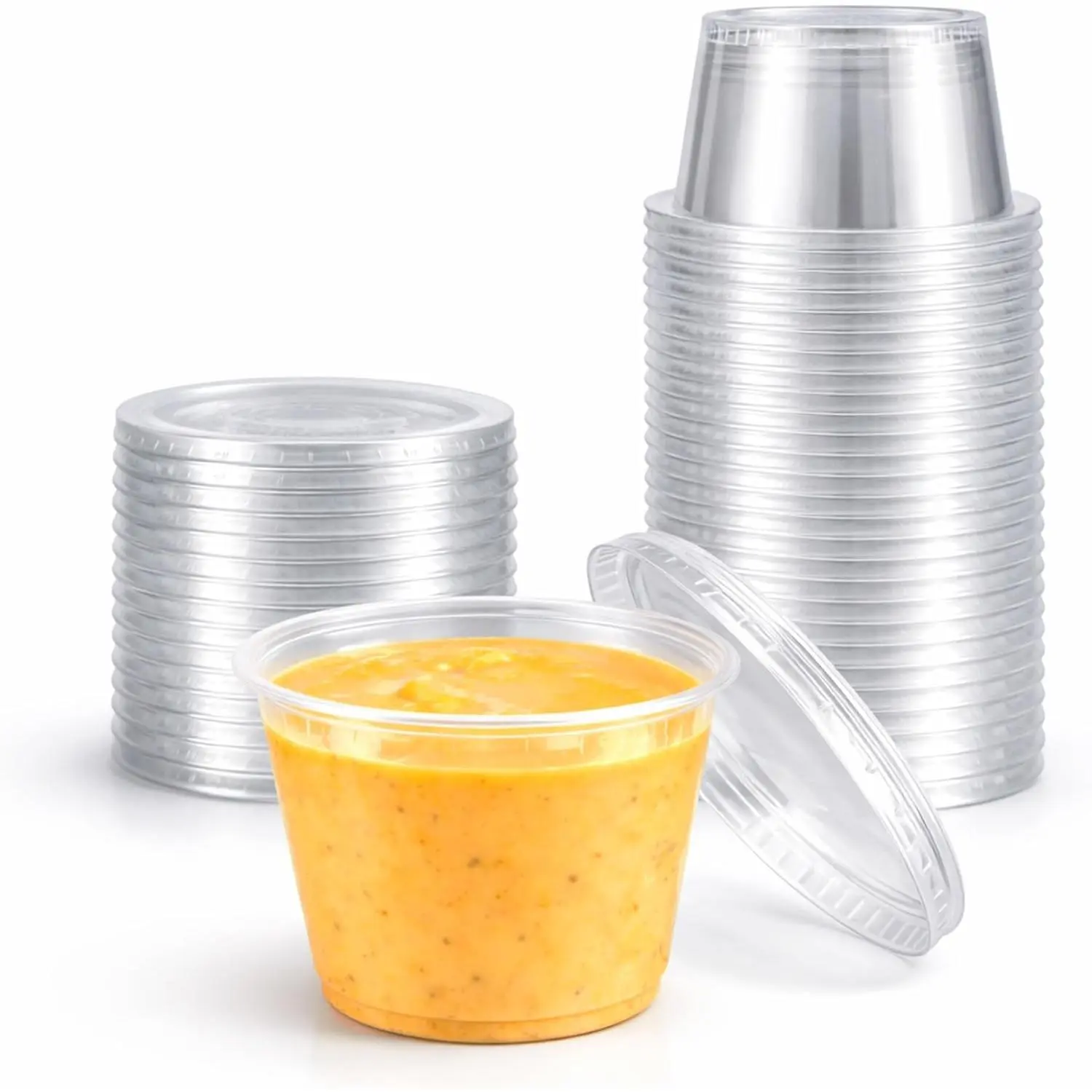 5.5 oz Clear Plastic Souffle Cup  Portion Cup with  - 50 Sets