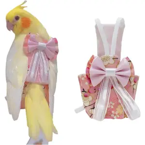 Bird Flight Suits Diapers, Parrot Diapers for Monk Parakeets, Cockatiels, Parrot Clothes Costume, Bird Training Nappy Suit Liners Clothes (Large,Light Pink)