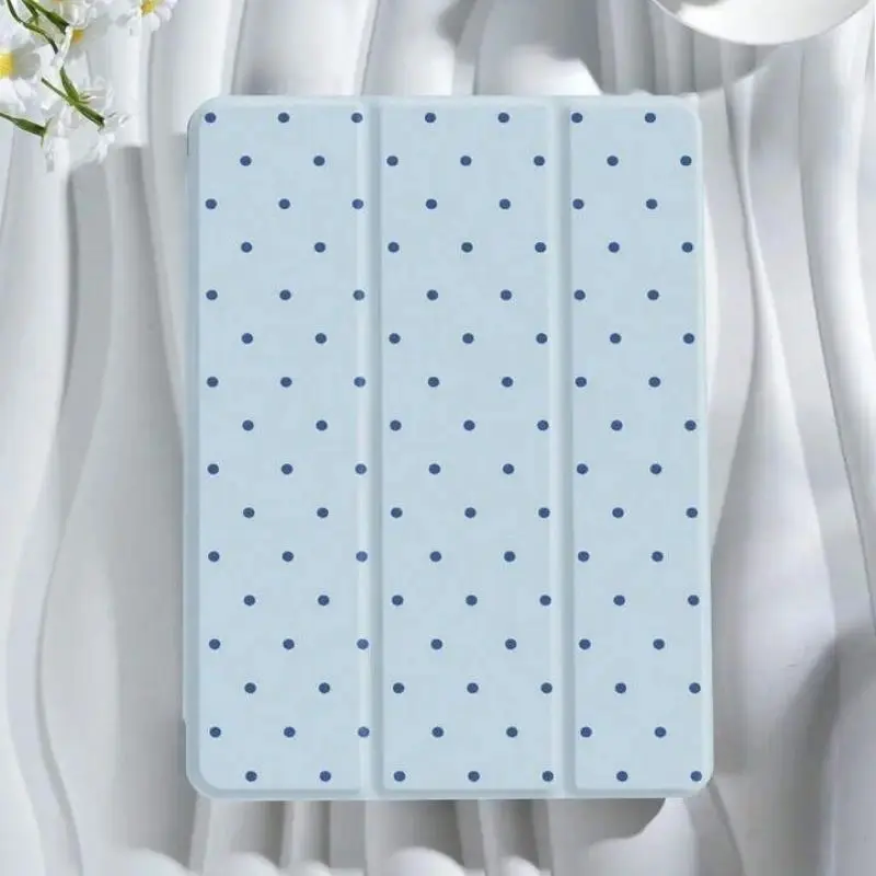iPad Series Protective Casing - Tablet Accessory with Tiny Dark Dot Pattern, Minimalist Tri-Fold Cover, Thermoplastic Polyurethane Material, Auto Sleep/Wake Protection Function