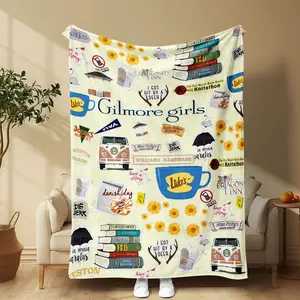 Gilmore Girls Vintage Sticker Style Ultra-Soft Flannel Blanket, Cozy Home Decor, Sofa Bed Cover, TV Show Fan Collection