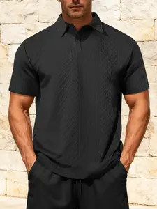 Men's Summer Short Sleeve Polo Shirt, Breathable Comfortable Casual Daily Wear, European and American Style, Unlined, Ca_prop_65_re No