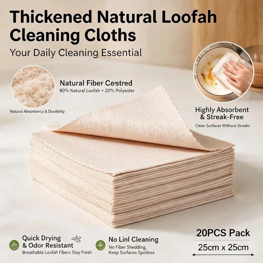 20pcs Thickened Cleaning Cloths, Stain Remover Sponge Cloth, Reusable Kitchen & Bathroom Scrubbers, Ideal for Windows, Living Room, Bath