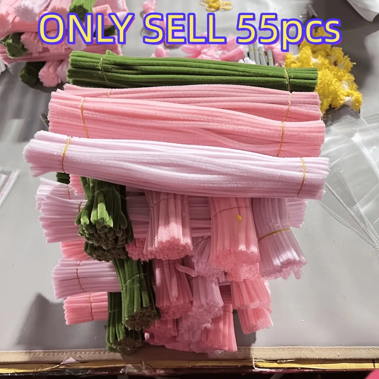 55-Piece Colorful Plush Brush Set, Multi-Color Cleaning Brushes, Flexible and Durable, Ideal for DIY Crafts, Bouquet Making, Home Parties, Wedding Decor