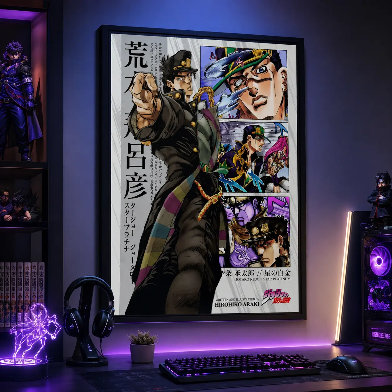 Jojo's Bizarre Adventure JJBA Anime Jotaro Kujo Canvas Poster Japanese Artwork Wall Decor for Bedroom Room Decorations Funky Home Decor Anime Wall Art Poster Print Decorative Wall Art Artistic, Manga Poster, Otaku Room Decor, Anime Gift for Fans