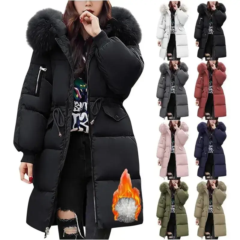 Women's Winter Jackets UK – Quilted Down Long Puffer Coats, Lightweight Waterproof Jackets with Fur Hoods, Plus-Size Slim Trench Coats, Warm Outerwear