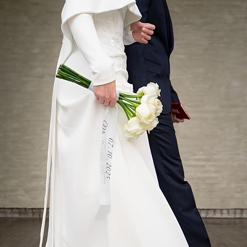 Personalized Name date Bridal Wedding Bouquet Ribbon Bridal Toss Bouquet Decor Bridesmaid Proposal Gift Wedding Party Supplies