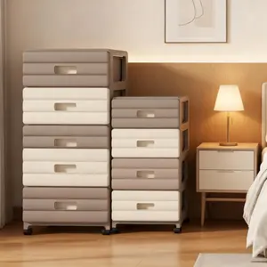 Five-Tier Drawer Storage Cabinet, Narrow Design Fits Bedside Gaps, Silent Wheels, Thick PP Material, Ideal for Small Bedrooms