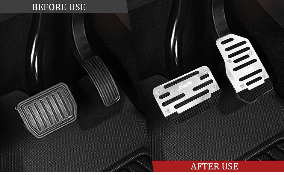 2PCS Non-Slip Car Pedal Covers, Premium Aluminum Alloy Gas and Brake Pedals Covers for Safe Driving, Automatic Transmission Pedal Covers Replacement Kit, Universal Car Accessories for Most Car