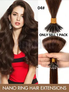12-22inch Nano Ring Hair Extensions, Real Human Hair, Pre-Bonded Micro Beads, Natural Straight Texture, Invisible Seamless Application, Easy DIY