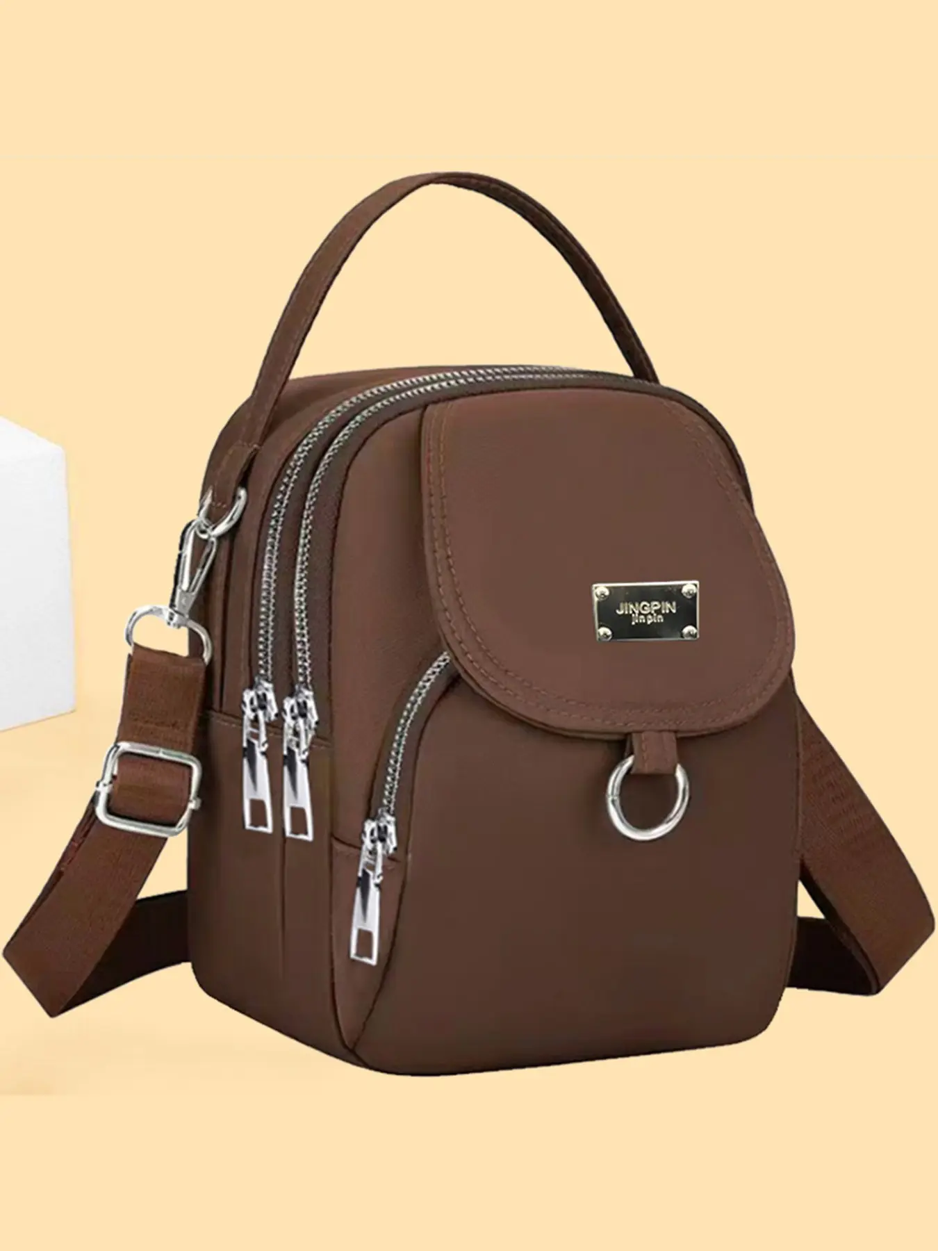 Spring Summer Neutral Square Bag, Fashion Casual Daily Commute, Multiple Pockets, Elegant for Various Holidays, Zipper Direction Random