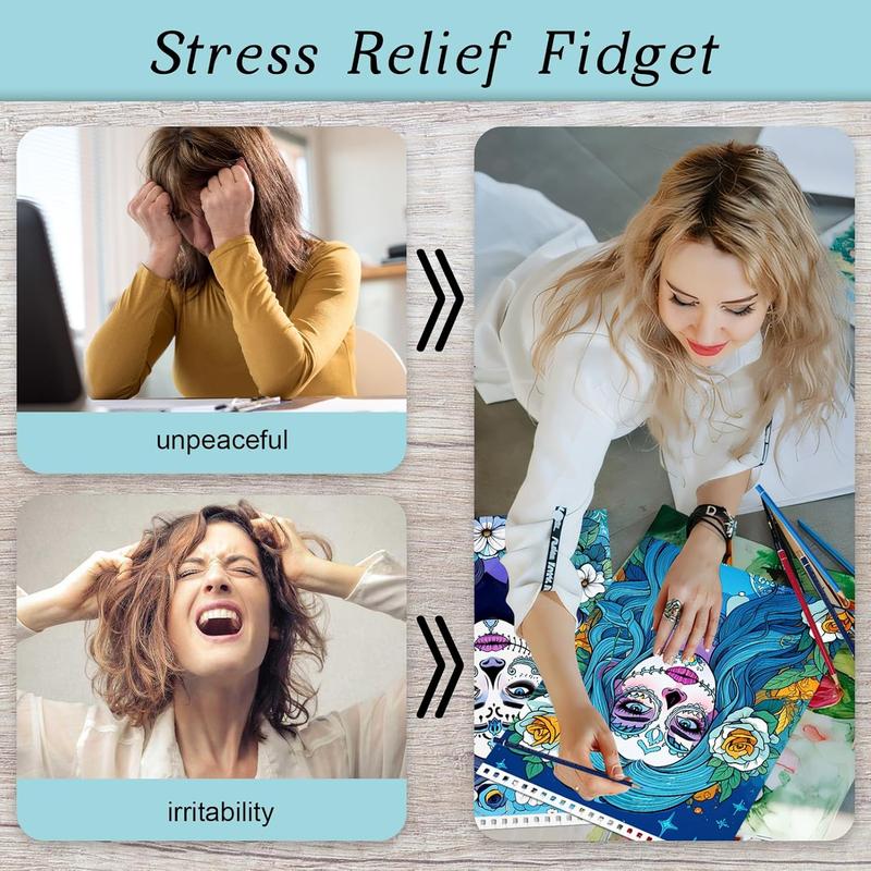 Sugar Skull Women Coloring Book, 24 Pages Spiral Bound Coloring Book, Creative Coloring Book for Adults, Art & Craft Supplies, Coloring Gift Book