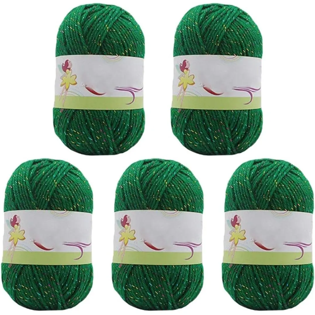 250gram Sparkle Green  Yarn for Knit Crochet Projects - Metallic DIY Blanket Beanie Doll Shining Yarn
