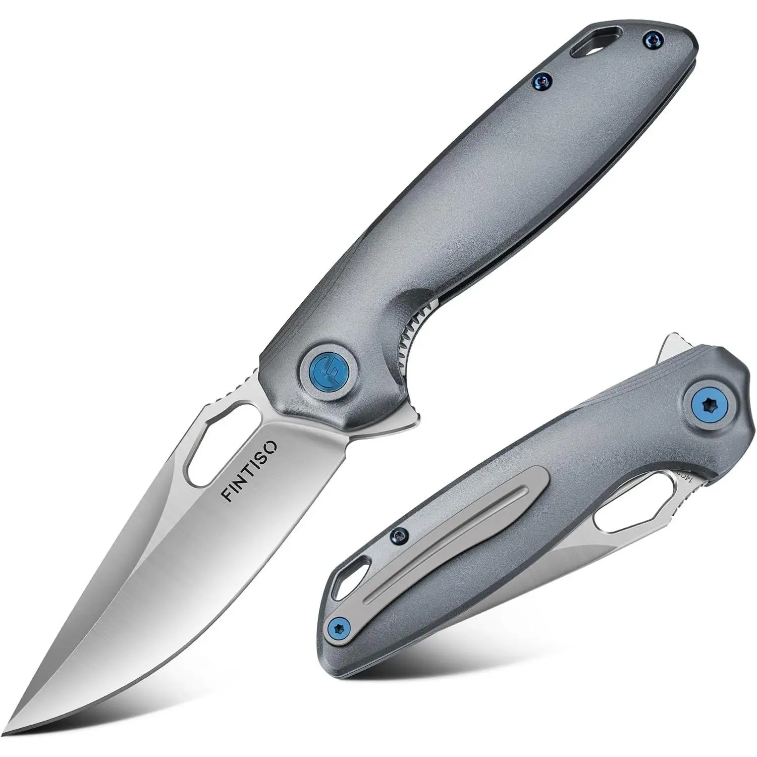 FINTISO Atlas Series Compact Pocket Folding Knife - 3.38" Premium 14C28N Blade, 6061 Aluminum Alloy Handle, Camping Survival Tool, Ideal Gift for Men
