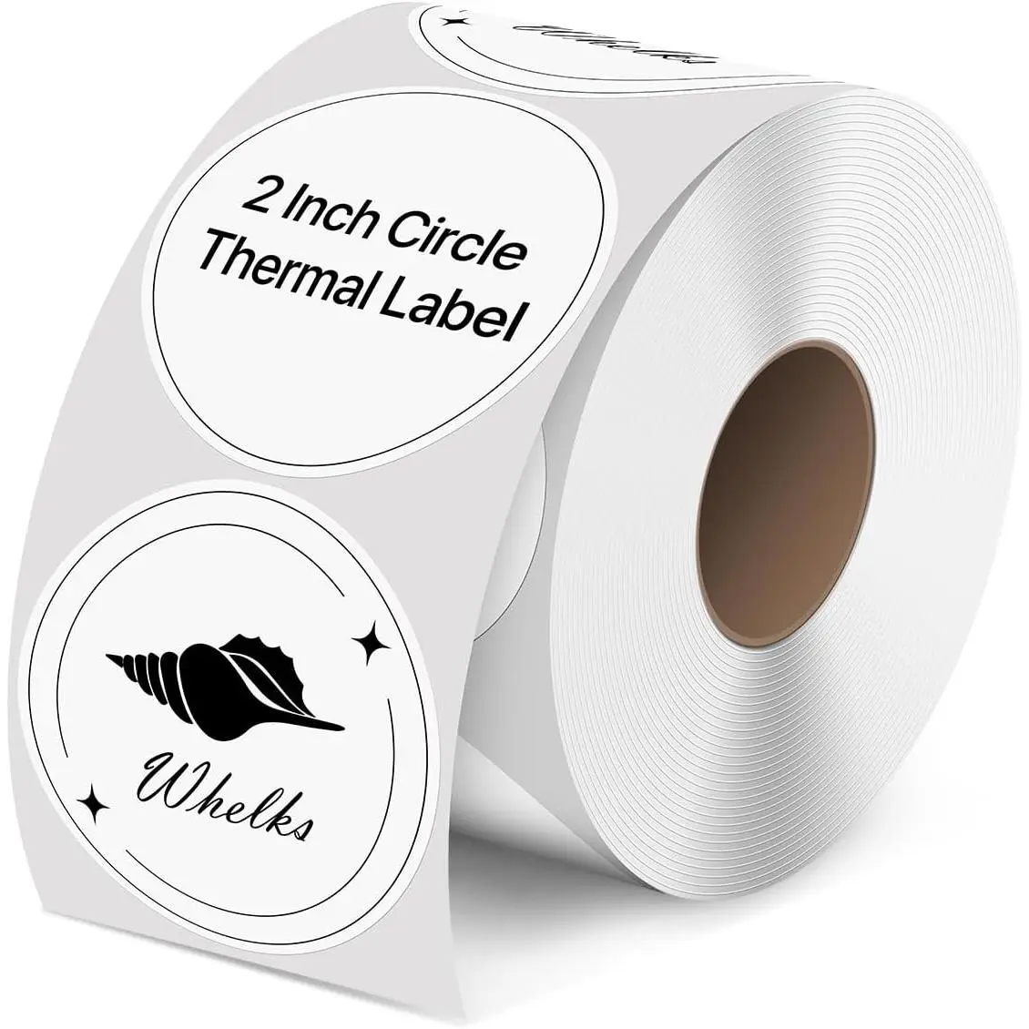 2 Inch Round Thermal Labels, White Circle Thermal Printer Stickers | Durable Circular Label Printer Sticker for Business, LOGO, , 500 Labels/Roll