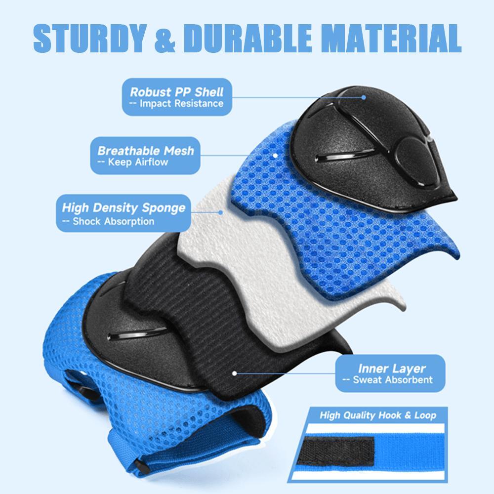 Kids Protective Gear Set, 6 Counts/set Knee Elbow Wrist Guard, Sports Protective Gear for Scooter Skateboard Balance Bike Children Cycling