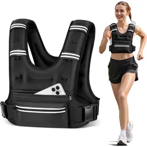 Weighted Vests for Women Men, 8 12 16 20 lb Weighted Vest with Storage Pockets, Rucking Vest with Reflective Stripe, Adjustable Straps for Running Walking Workout Training