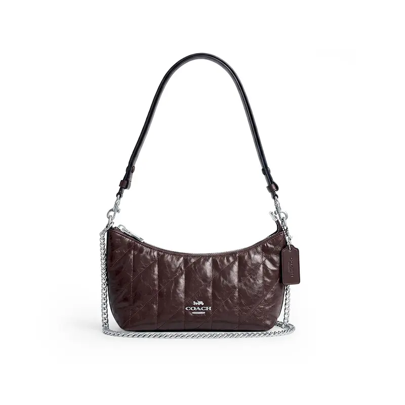Coach Caitlin 24 Medium Crossbody Bag for Women, Quilted Chevron Design in Maple Brown Leather