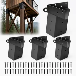 4 Pack Deer Stand Brackets 4x4, Heavy-Duty Elevated Deer Blind Brackets, Outdoor Metal Angle Bracket for Tree Stand, Lookout Tower – DIY Outdoor Build, No Wobble